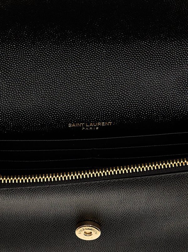 4 Saint Laurent Paris Yves Nero Wallet on a Chain Black