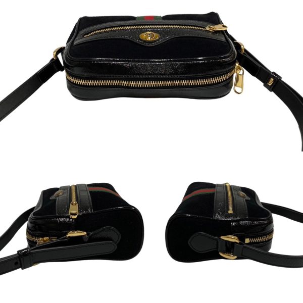 4 Gucci GG Enamel Leather Mini Shoulder Bag Black