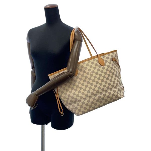 4 Louis Vuitton Tote Bag Damier Azur Neverfull MM Beige