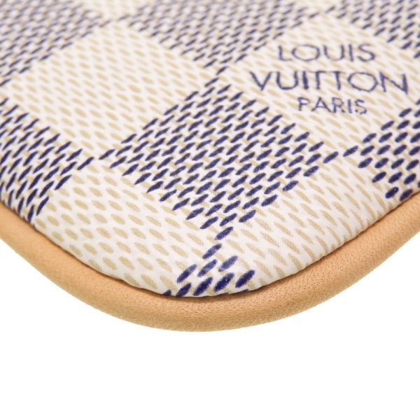 4 Louis Vuitton Damier Azur Pochette Mila MM Accessory Pouch white