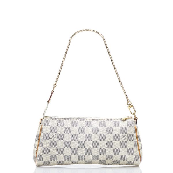 4 Louis Vuitton Damier Azur Eva Chain Shoulder Bag White Leather