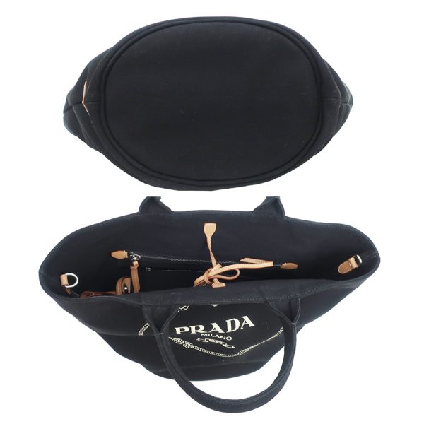 4 Prada Tote Bag Canapa Black 2way Hand Shoulder