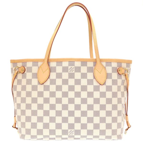 4b0093iale6 2 Louis Vuitton Damier Azur Neverfull PM Tote Bag LV White