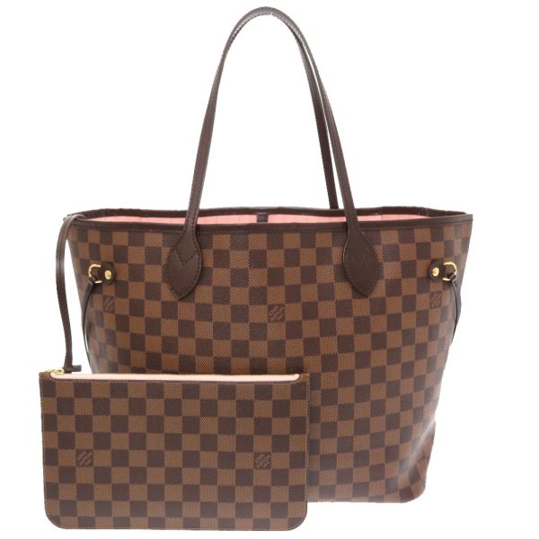 4d0025iap6 1 Louis Vuitton Damier Ebene Neverfull MM Rose Ballerine Tote Bag