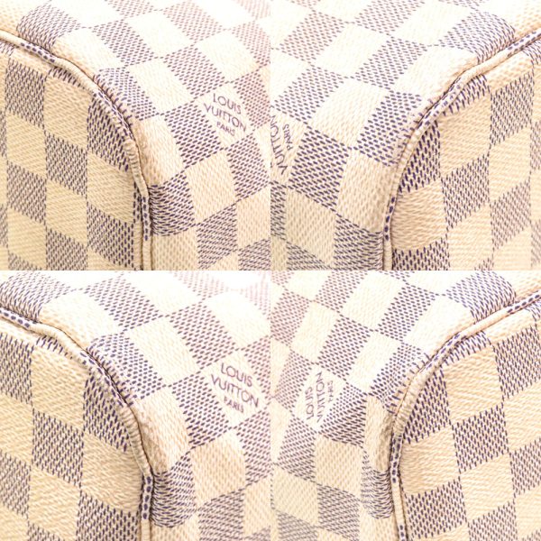 4l0013psz5 8 Louis Vuitton Damier Azur Neverfull MM Tote Bag LV White