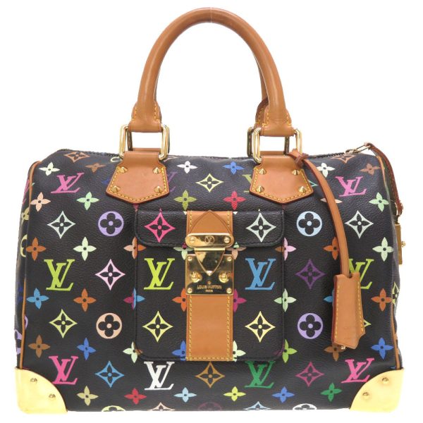 4m0075bga5 1 Louis Vuitton Monogram Multicolor Speedy Noir Handbag Black