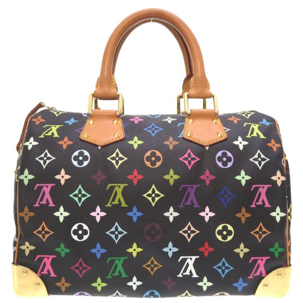 4m0075bga5 2 Louis Vuitton Monogram Multicolor Speedy Noir Handbag Black