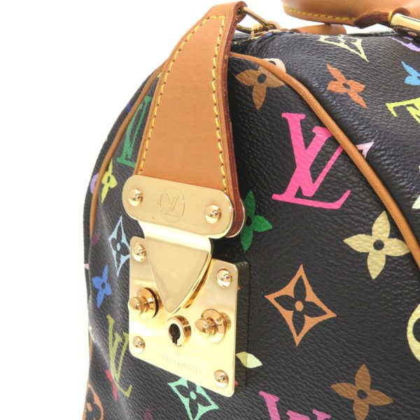 4m0075bga5 7 Louis Vuitton Monogram Multicolor Speedy Noir Handbag Black