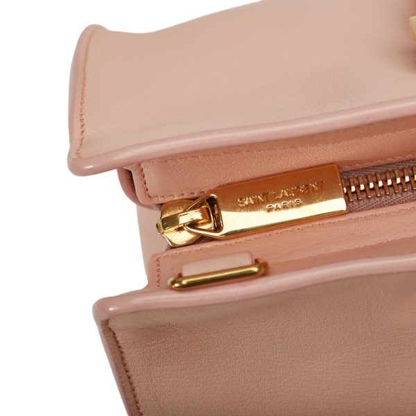 5 Saint Laurent Y Line Cabas Chic Gold Hardware Shoulder Bag Pink Leather