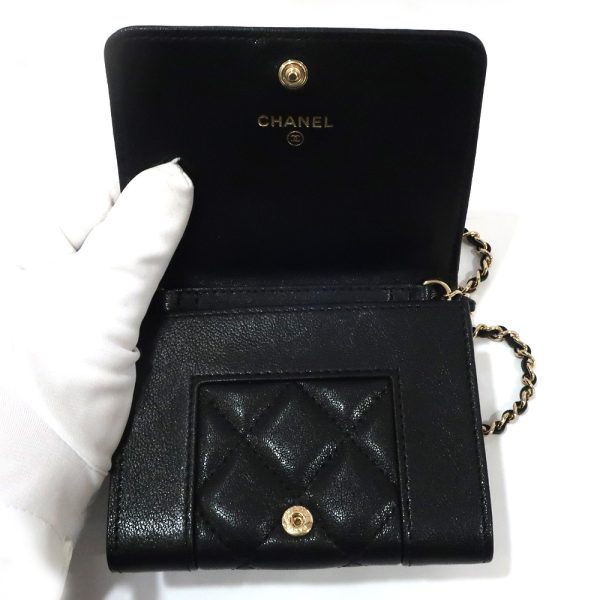 5 Chanel Chain Card Case Mademoiselle Black