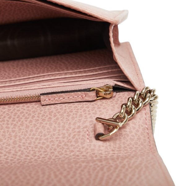 5 Gucci Interlocking G Chain Wallet Shoulder Bag Pink