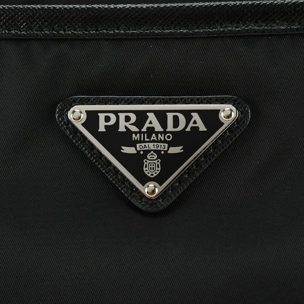 5 Prada Shoulder Bag Black Tesuto Nylon Saffiano Leather