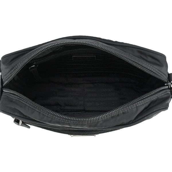 5 Prada Shoulder Bag Nylon Leather Black Silver Hardware