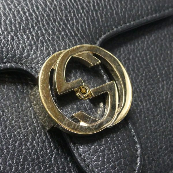 5 Gucci Interlocking G Chain Shoulder Leather Bag Black