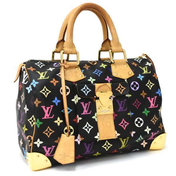 5000025884100136 1 Louis Vuitton Speedy 30 Handbag Monogram Multicolor Black Leather