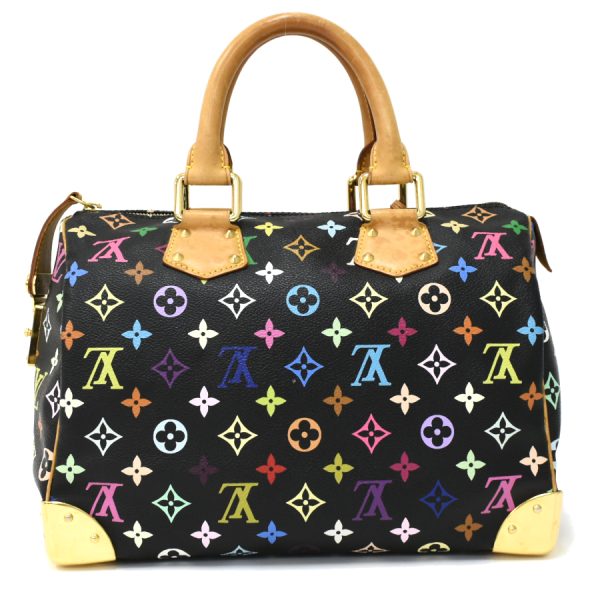 5000025884100136 3 Louis Vuitton Speedy 30 Handbag Monogram Multicolor Black Leather