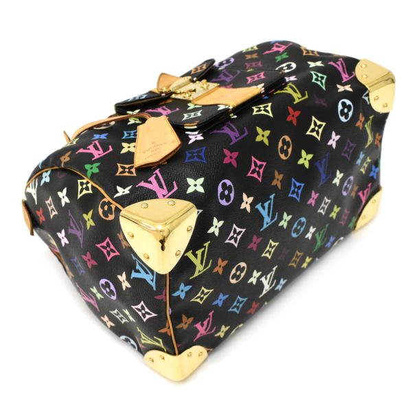 5000025884100136 6 Louis Vuitton Speedy 30 Handbag Monogram Multicolor Black Leather