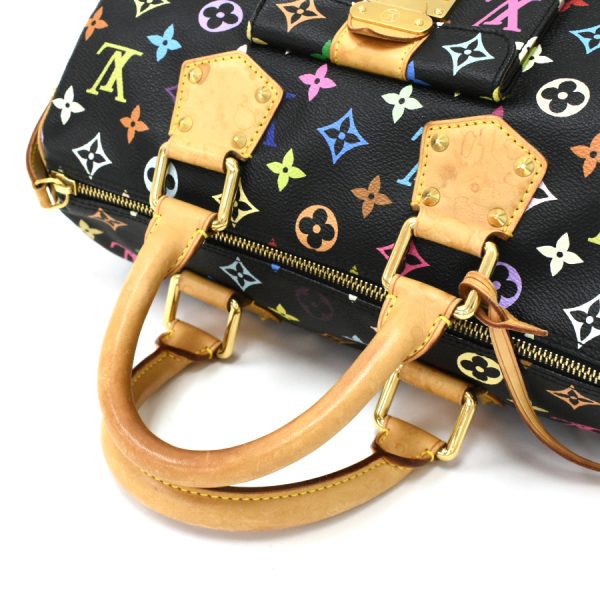 5000025884100136 7 Louis Vuitton Speedy 30 Handbag Monogram Multicolor Black Leather