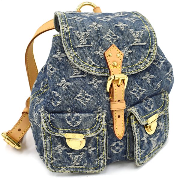 5000041884101988 1 Louis Vuitton Sack Ad PM Backpack Monogram Denim Blue Leather
