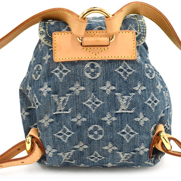 5000041884101988 3 Louis Vuitton Sack Ad PM Backpack Monogram Denim Blue Leather