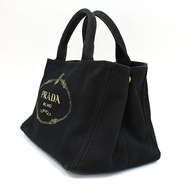 5000105884102402 2 Prada 2way Tote Bag Black Gold Hardware Triangle Logo Canapa