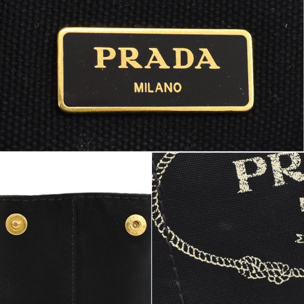 5000105884102402 9 Prada 2way Tote Bag Black Gold Hardware Triangle Logo Canapa