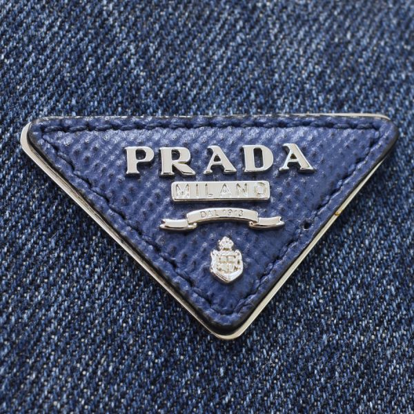 5000105884102753 9 Prada Tote Bag Denim Saffiano Leather Avio Blue Triangle Logo