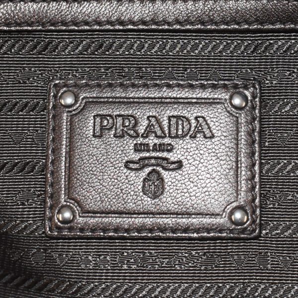 5000105884102791 9 Prada Handbag Frill Logo Leather Cacao Mordor Dark Brown