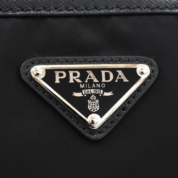 5000105884102922 9 Prada Rucksack Backpack Triangle Logo Plate Nylon Leather Black