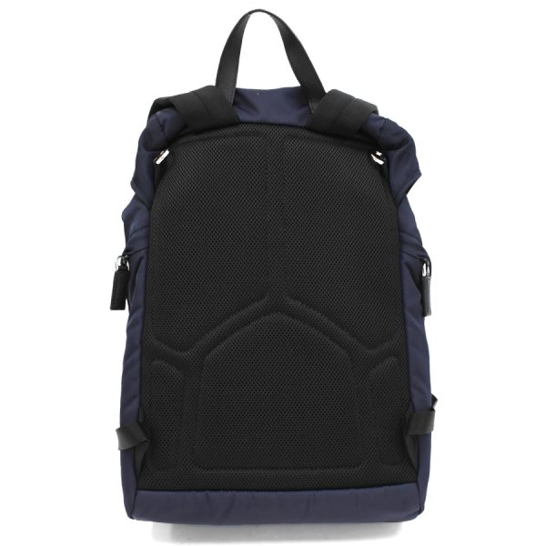 5000105884102949 3 Prada Rucksack Backpack Triangle Plate Logo Nylon Leather Navy