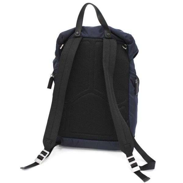 5000105884102949 4 Prada Rucksack Backpack Triangle Plate Logo Nylon Leather Navy