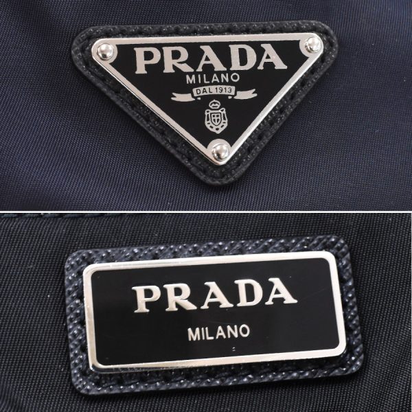 5000105884102949 9 Prada Rucksack Backpack Triangle Plate Logo Nylon Leather Navy