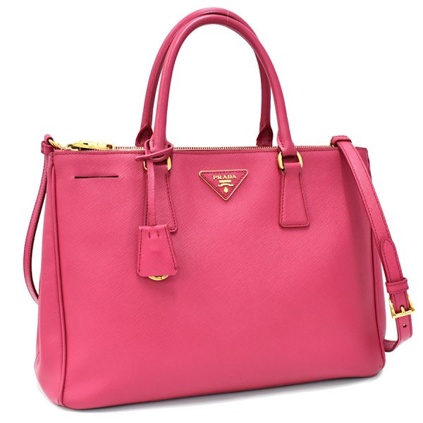 5000105884102951 1 Prada Galleria 2way Handbag Saffiano Leather Fuchsia Pink Triangle Logo