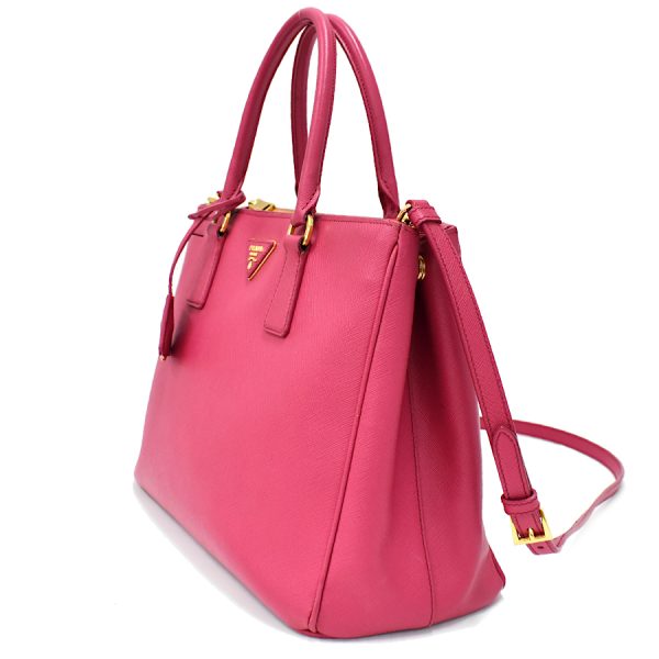 5000105884102951 2 Prada Galleria 2way Handbag Saffiano Leather Fuchsia Pink Triangle Logo