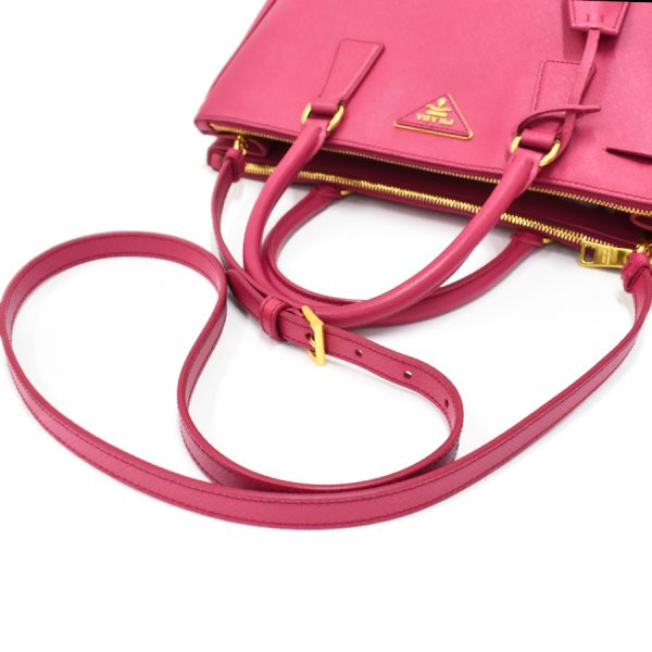 5000105884102951 7 Prada Galleria 2way Handbag Saffiano Leather Fuchsia Pink Triangle Logo