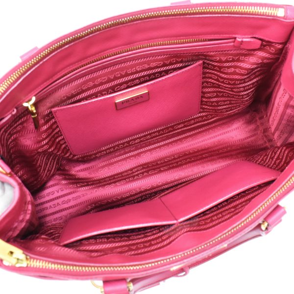 5000105884102951 8 Prada Galleria 2way Handbag Saffiano Leather Fuchsia Pink Triangle Logo