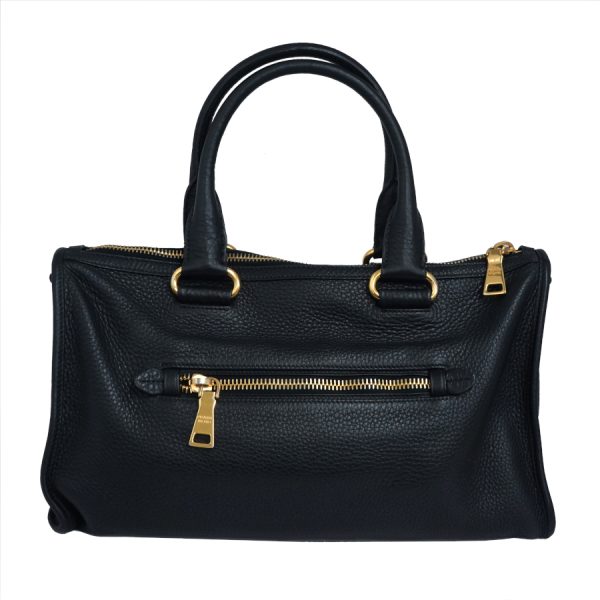 5000105884103042 3 Prada 2way Tote Shoulder Bag Leather Black Gold Hardware