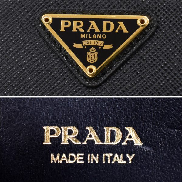 5000111884100016 9 Prada 2way Shoulder Mini Bag Saffiano Leather Nero Black Gold Hardware Triangle Logo