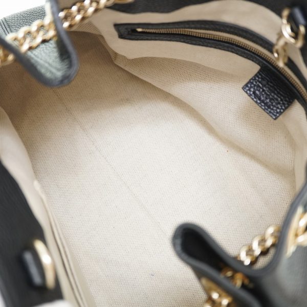 5j0104iie6 4 Gucci Soho Chain Interlocking GG Tote Bag Leather Black