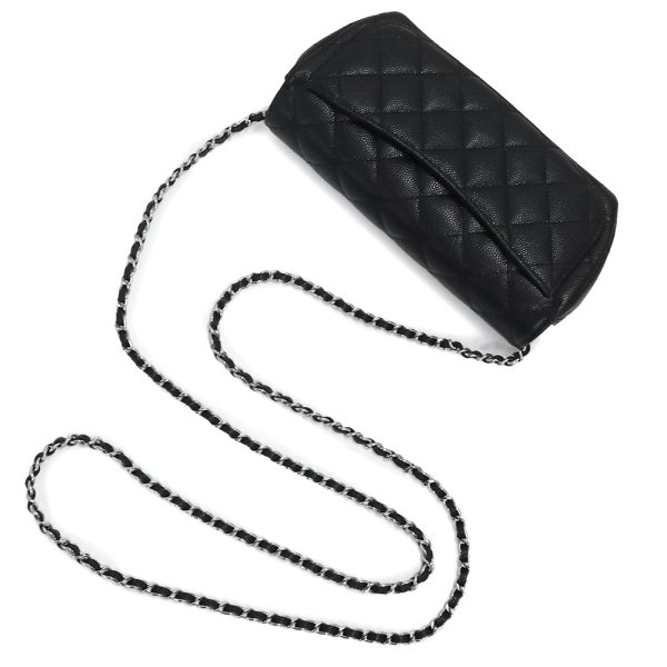 6 Chanel Timeless Classic Line Matelasse Chain Crossbody Caviar Skin Black