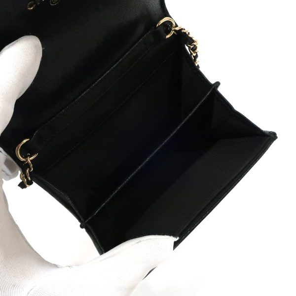 6 Chanel Chain Card Case Mademoiselle Black