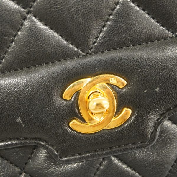 6 Chanel Shoulder Bag Mini Matelasse Chain Lambskin Black