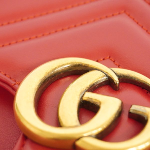 6 Gucci 2way Bag GG Marmont Leather Red Gold