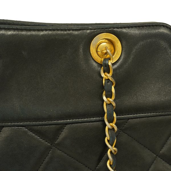 6 Chanel Shoulder Bag Matelasse Chain Lambskin Black