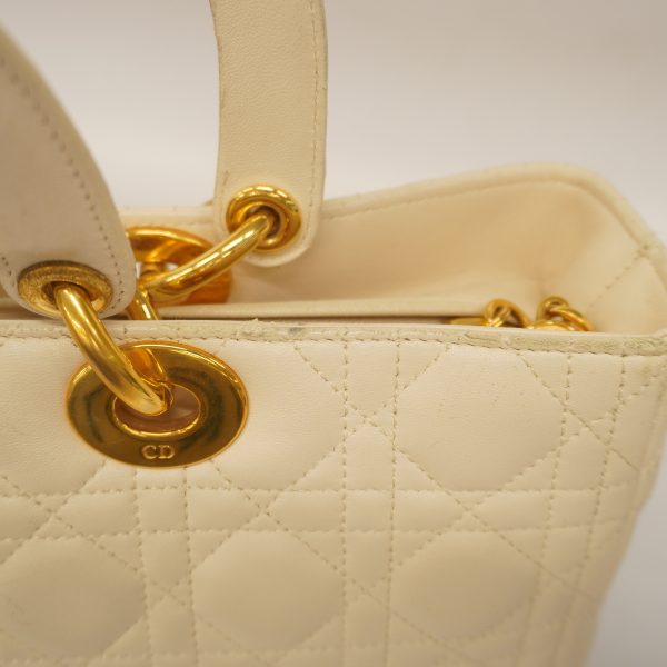 6 Christian Dior 2way Bag Lady Dior Leather Ivory