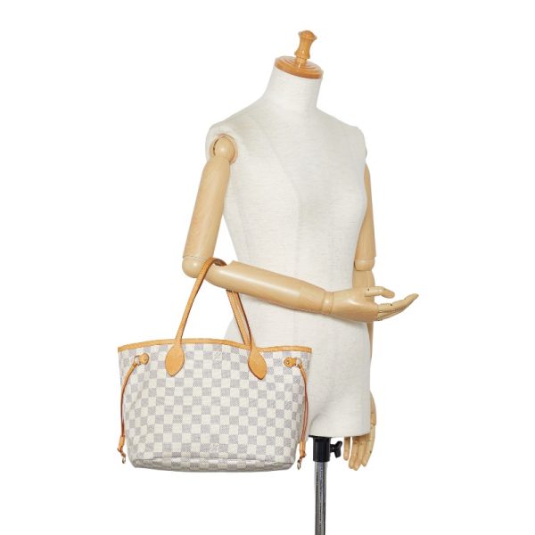 6 Louis Vuitton Damier Azur Neverfull PM Handbag White