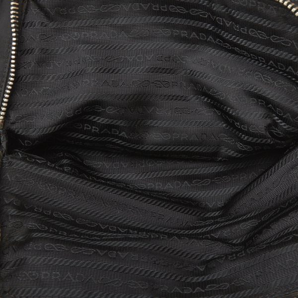 6 Prada Side Logo Tessuto Saffiano Chain Shoulder Bag Black