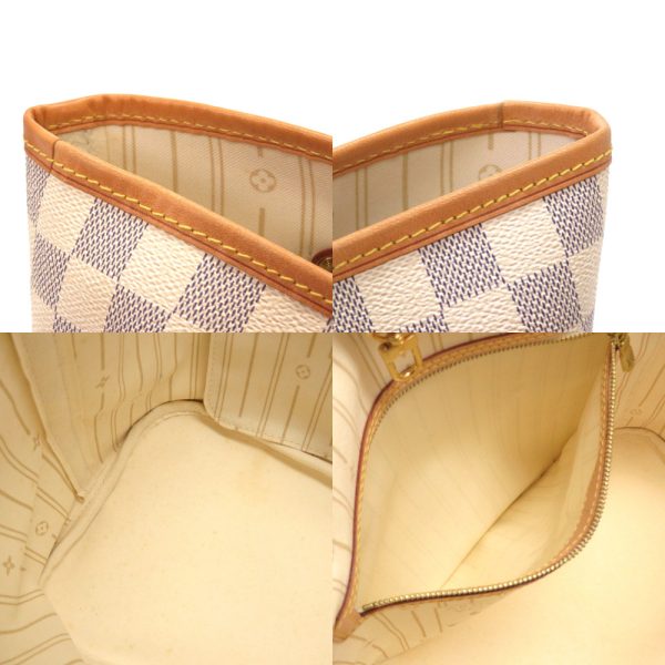 6 Louis Vuitton Damier Azur Neverfull MM Tote Bag White