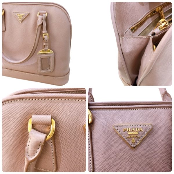 6 PRADA Saffiano 2Way Handbag Beige