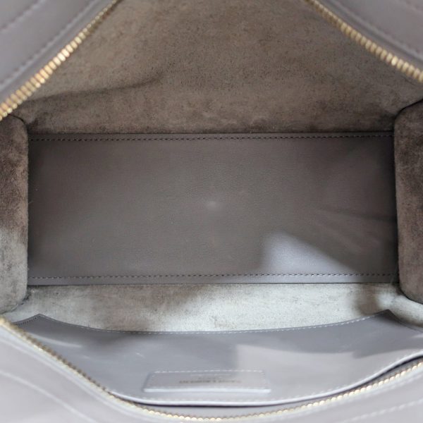 6 Saint Laurent Baby Cabas Handbag Shoulder Bag Leather Gray